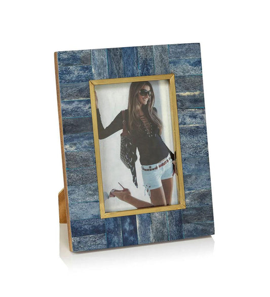 Allred Collaborative - Zodax - Biarritz Bone Photo Frame with Inner Brass Trim - Biarritz Bone Photo Frame with Inner Brass Trim - IN-7149