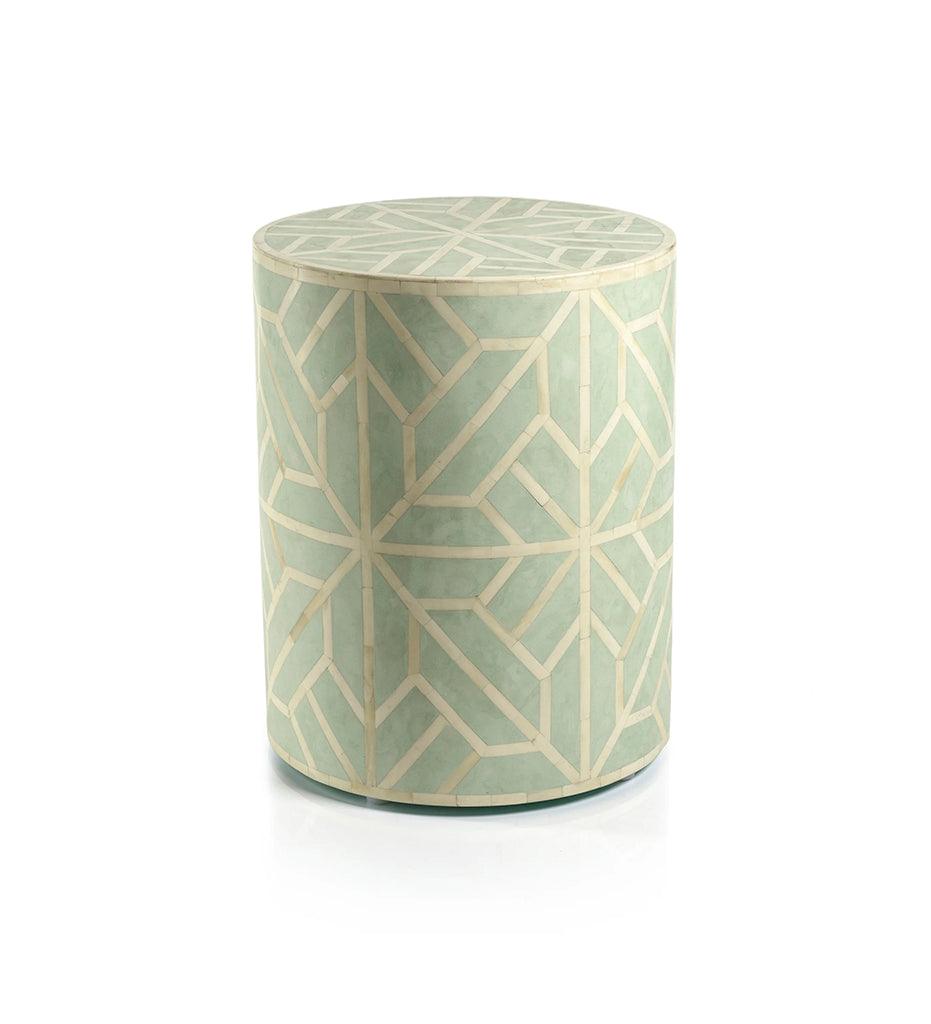 Allred Collaborative - Zodax - Bone Inlay Geometric Round Stool - Bone Inlay Geometric Round Stool - IN-7134