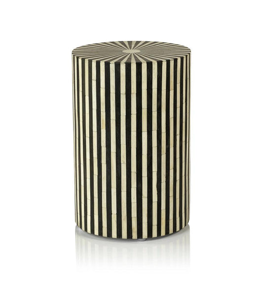 Allred Collaborative - Zodax - Bone Inlay Striped Round Stool - Bone Inlay Striped Round Stool - IN-7132