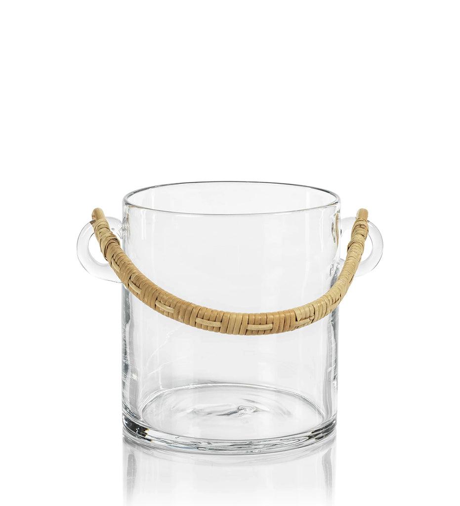 Allred Collaborative - Zodax - Byblos Glass Ice Bucket with Rattan Handle - Byblos Glass Ice Bucket with Rattan Handle - CH-6650