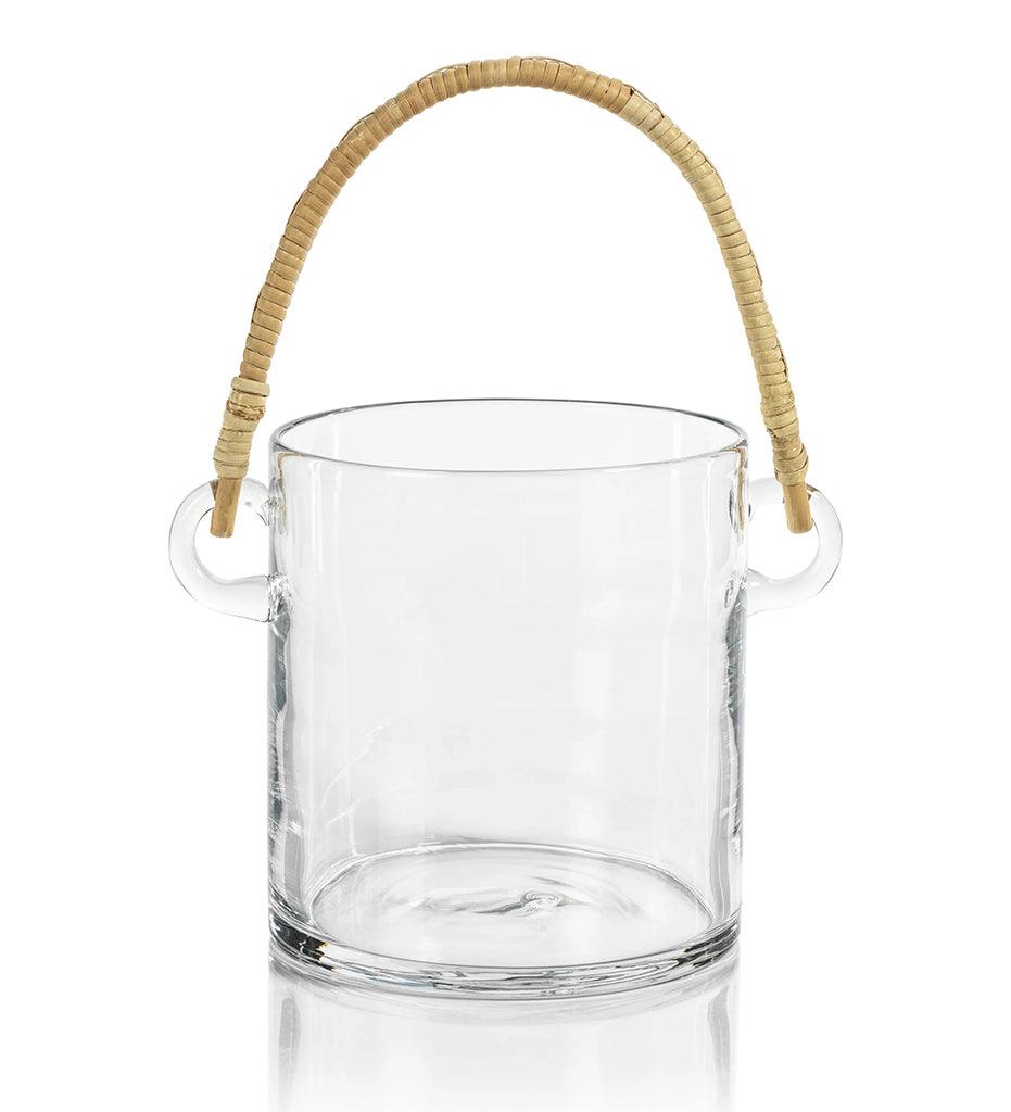 Allred Collaborative - Zodax - Byblos Glass Ice Bucket with Rattan Handle - Byblos Glass Ice Bucket with Rattan Handle - CH-6650