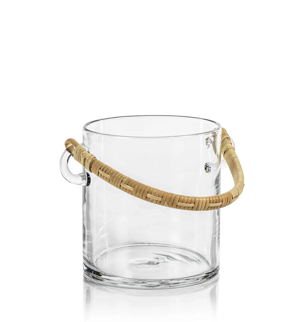 Allred Collaborative - Zodax - Byblos Glass Ice Bucket with Rattan Handle - Byblos Glass Ice Bucket with Rattan Handle - CH-6650