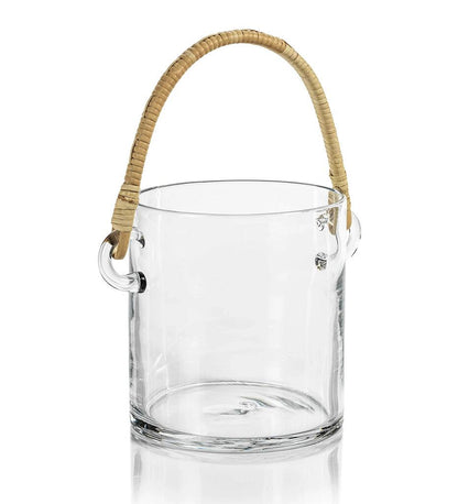 Allred Collaborative - Zodax - Byblos Glass Ice Bucket with Rattan Handle - Byblos Glass Ice Bucket with Rattan Handle - CH-6650