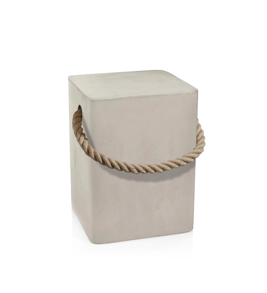 Allred Collaborative - Zodax - Isola Concrete Stool/Side Table with Rope Handle - White - Isola Concrete Stool/Side Table with Rope Handle - White - VT-1392