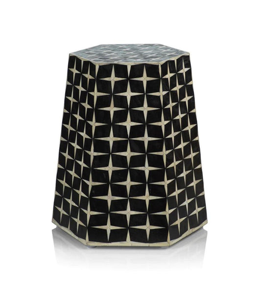 Allred Collaborative - Zodax - Kasbah Bone Inlay Hexagon Stool/Side table - Kasbah Bone Inlay Hexagon Stool/Side table - IN-6817