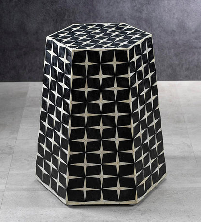 Allred Collaborative - Zodax - Kasbah Bone Inlay Hexagon Stool/Side table - Kasbah Bone Inlay Hexagon Stool/Side table - IN-6817