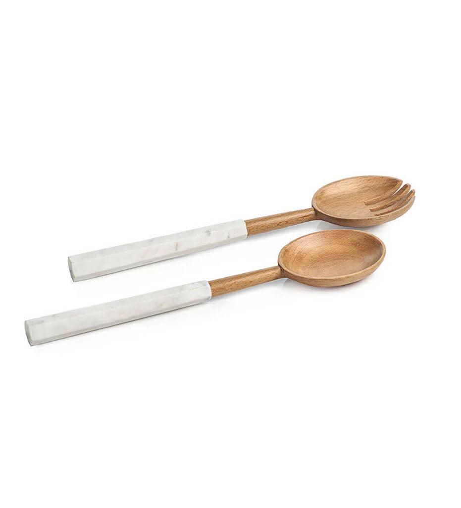 Allred Collaborative - Zodax - Kenya Wooden Salad Servers with Marble Handles - Kenya Wooden Salad Servers with Marble Handles - IN-6760