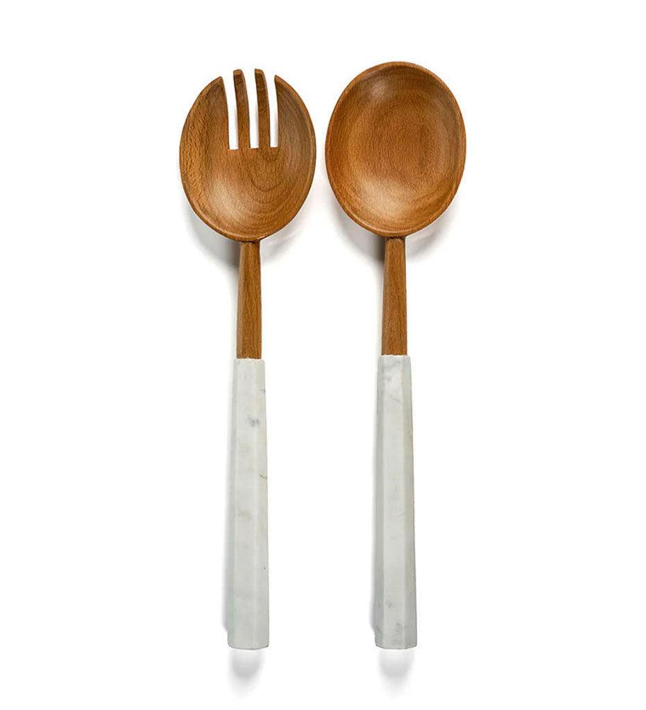 Allred Collaborative - Zodax - Kenya Wooden Salad Servers with Marble Handles - Kenya Wooden Salad Servers with Marble Handles - IN-6760