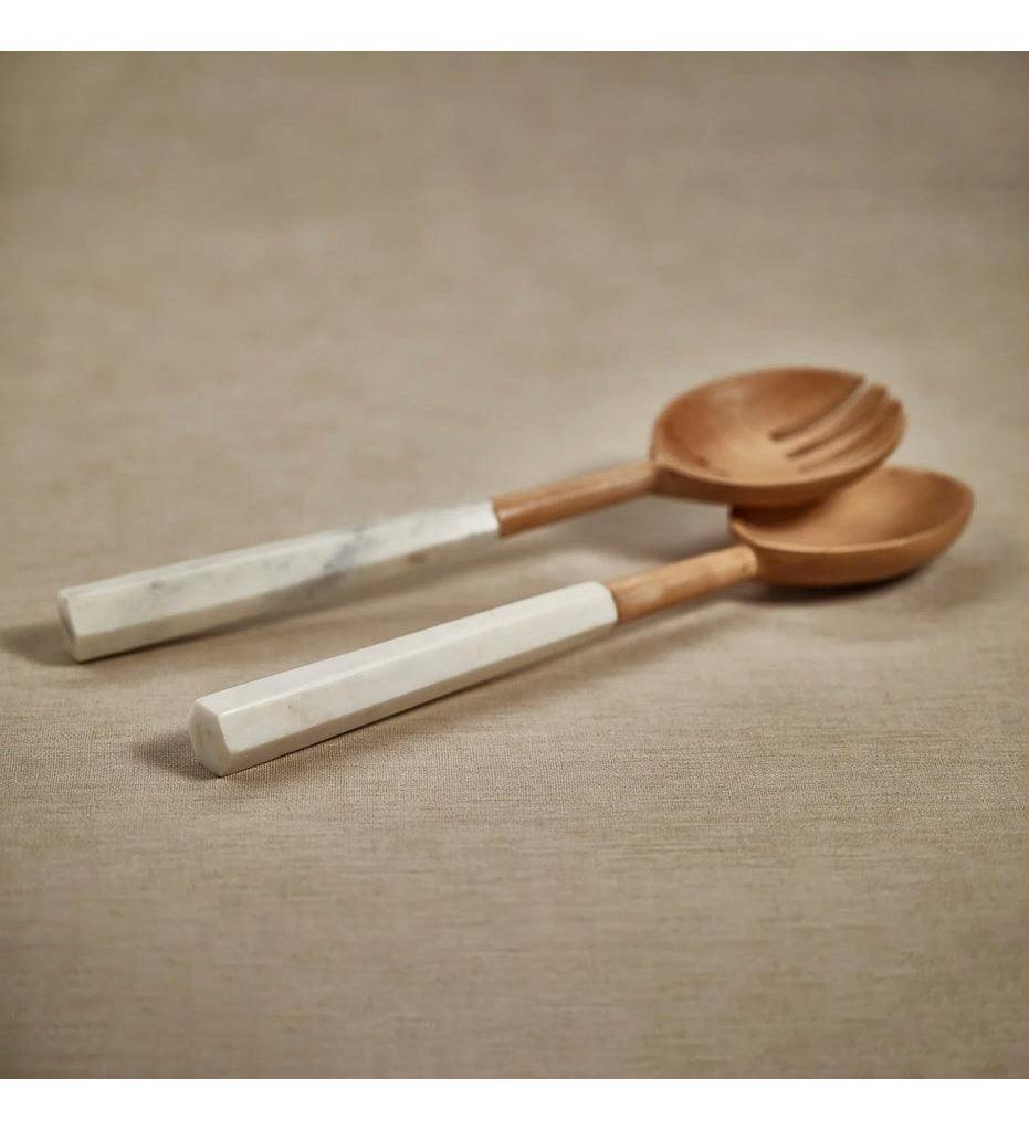 Allred Collaborative - Zodax - Kenya Wooden Salad Servers with Marble Handles - Kenya Wooden Salad Servers with Marble Handles - IN-6760