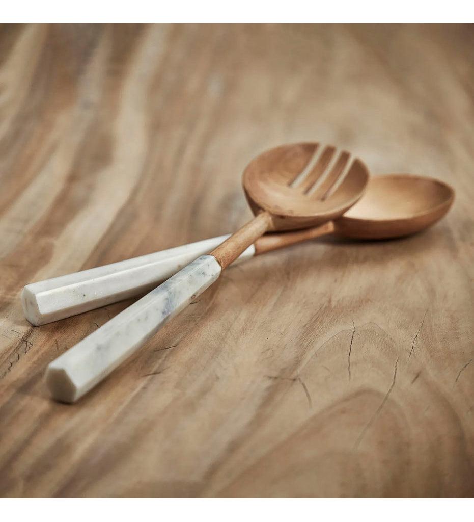 Allred Collaborative - Zodax - Kenya Wooden Salad Servers with Marble Handles - Kenya Wooden Salad Servers with Marble Handles - IN-6760