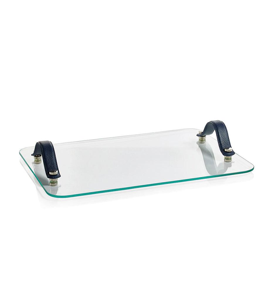 Allred Collaborative - Zodax - Laguna Glass, Nickel & Leather Bar / Cheese Tray - Laguna Glass, Nickel & Leather Bar / Cheese Tray - IN-7409