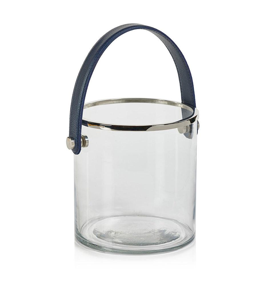 Allred Collaborative - Zodax - Laguna Glass, Nickel & Leather Ice Bucket - Laguna Glass, Nickel & Leather Ice Bucket - IN-7408