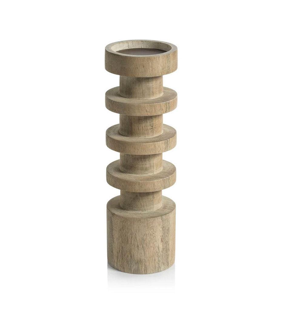 Allred Collaborative - Zodax - Le Salama Carved Mango Wood Pillar Holder - Le Salama Carved Mango Wood Pillar Holder - IN-7542