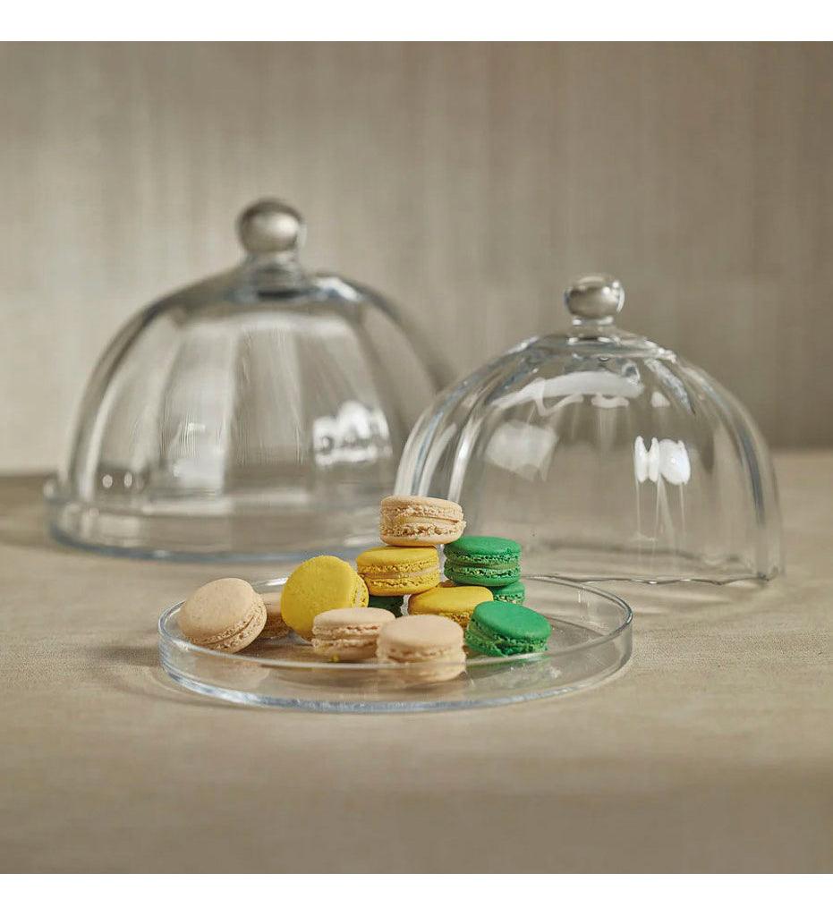 Allred Collaborative - Zodax - Loulou Optic Pastry Glass Plate with Cloche - Loulou Optic Pastry Glass Plate with Cloche - POL-1186