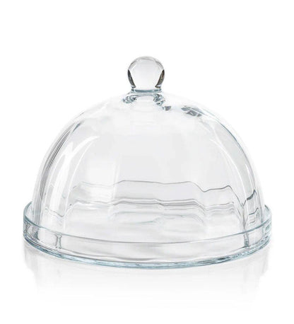 Allred Collaborative - Zodax - Loulou Optic Pastry Glass Plate with Cloche - Loulou Optic Pastry Glass Plate with Cloche - POL-1187