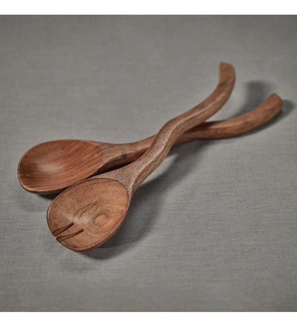 Allred Collaborative - Zodax - Mango Wood Curvy Salad Server Set - Mango Wood Curvy Salad Server Set - IN-7308