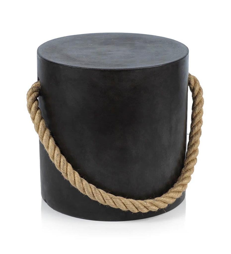 Allred Collaborative - Zodax - Marina Concrete Stool with Rope Handle - Black - Marina Concrete Stool with Rope Handle - Black - VT-1325