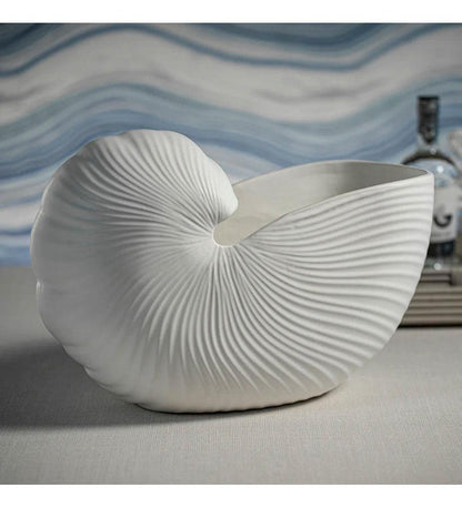 Allred Collaborative - Zodax - Marine Stoneware Nautilus Shell Vase - Marine Stoneware Nautilus Shell Vase - CH-5954