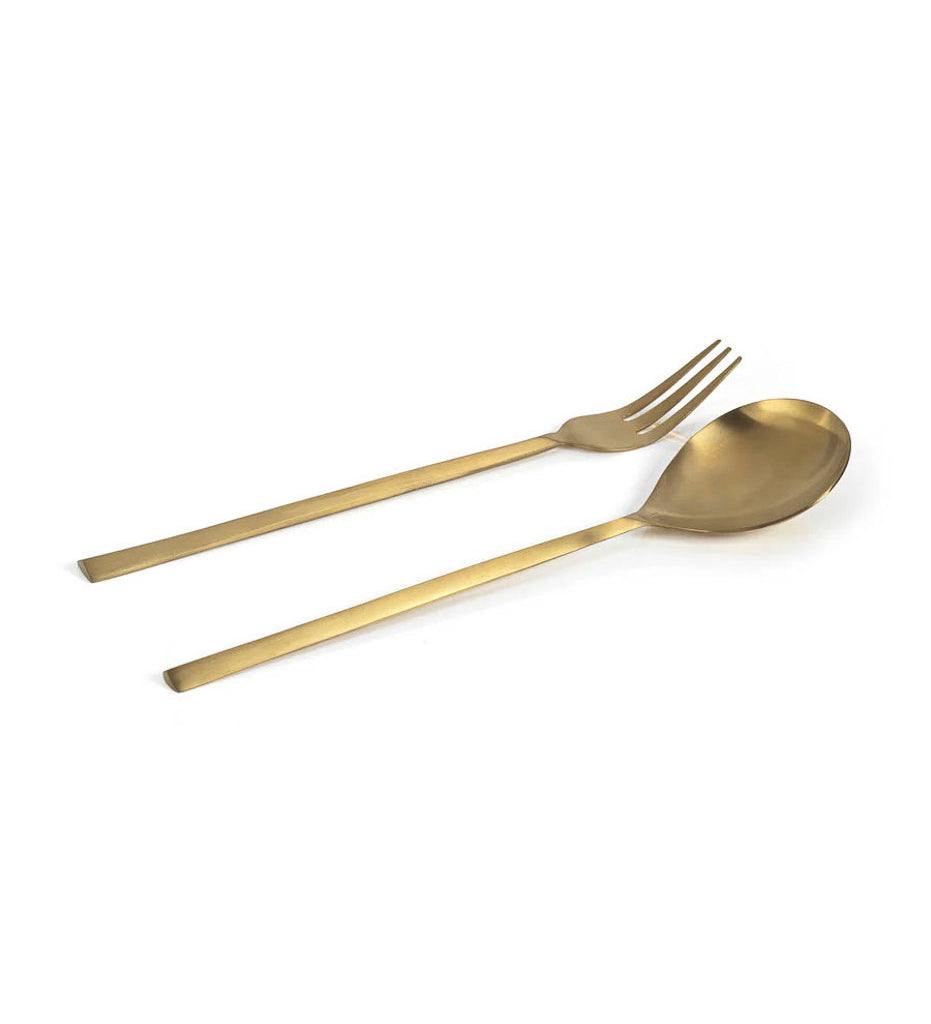 Allred Collaborative - Zodax - Matt Gold Salad Server Set - Matt Gold Salad Server Set - IN-7318