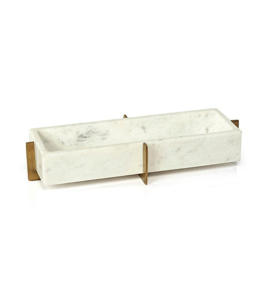 Allred Collaborative - Zodax - Nairobi Marble Tray on Gold Metal Base - Nairobi Marble Tray on Gold Metal Base - IN-7172