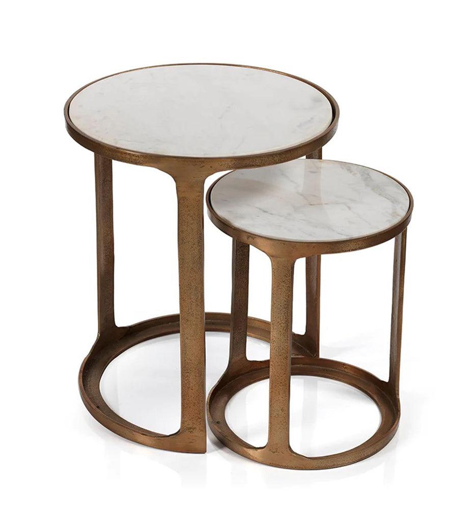 Allred Collaborative - Zodax - Nikki Round Marble and Raw Aluminum Nesting Tables - Nikki Round Marble and Raw Aluminum Nesting Tables - IN-6016