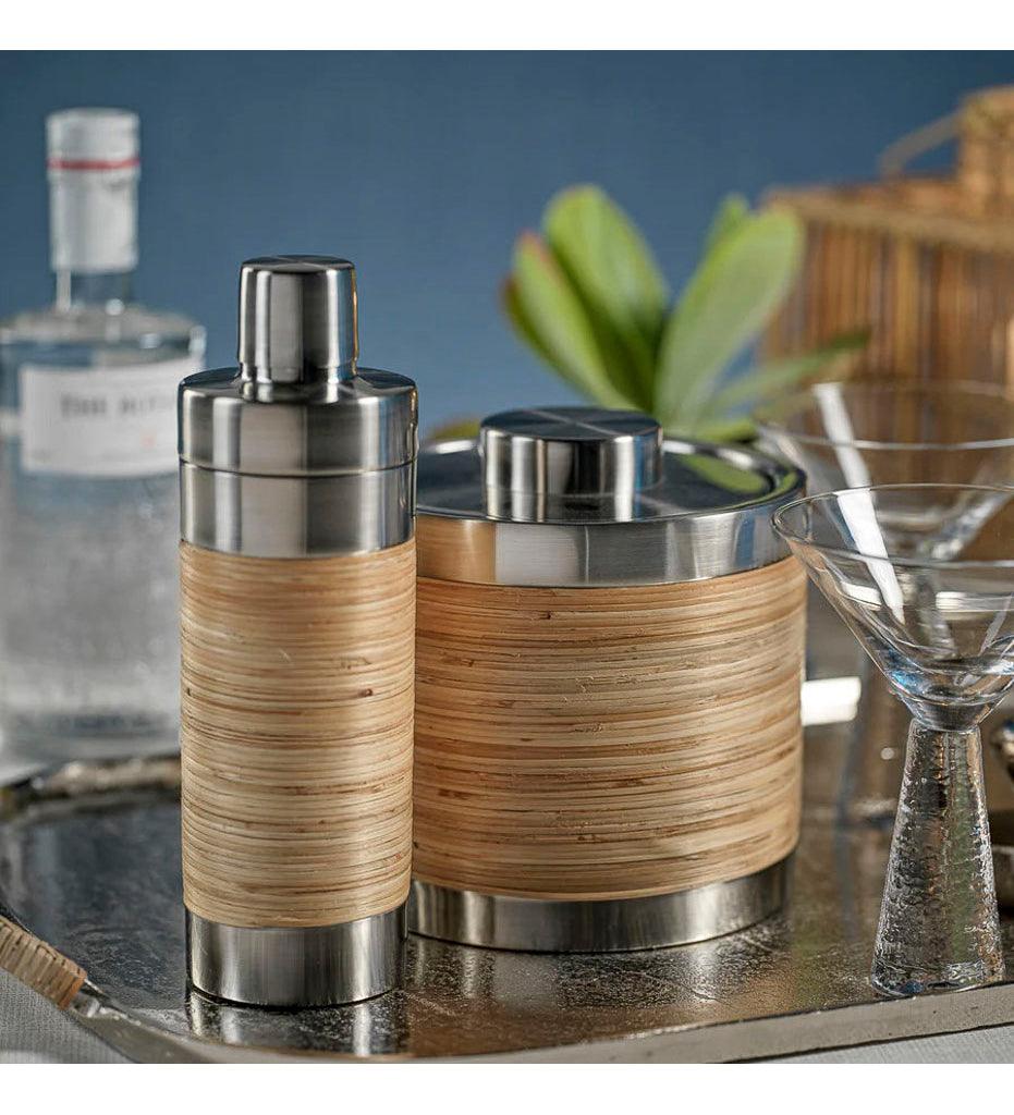 Allred Collaborative - Zodax - Palmae Rattan and Matt Steel Cocktail Shaker - Palmae Rattan and Matt Steel Cocktail Shaker - IN-7229