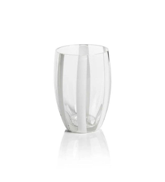 Allred Collaborative - Zodax - Portofino Stemless Glass with White Stripes - Portofino Stemless Glass with White Stripes - CH-6742