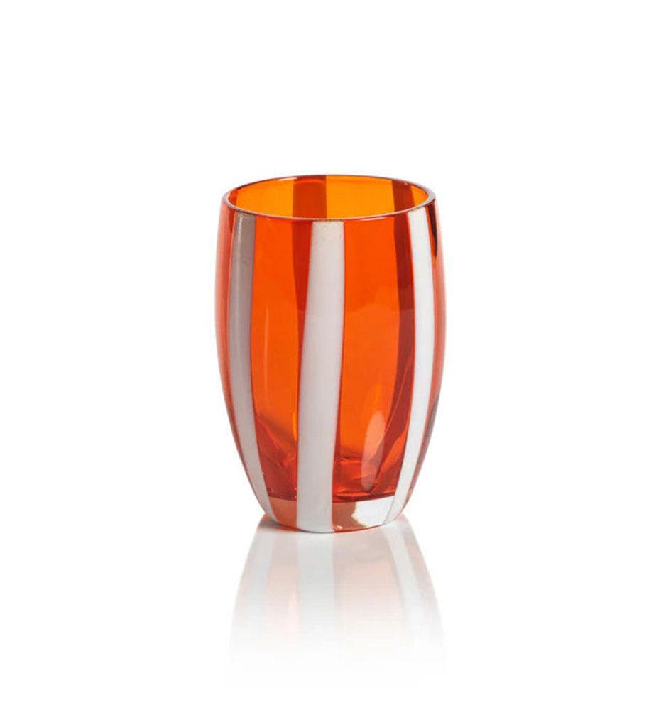 Allred Collaborative - Zodax - Portofino Stemless Glass with White Stripes - Portofino Stemless Glass with White Stripes - CH-6744