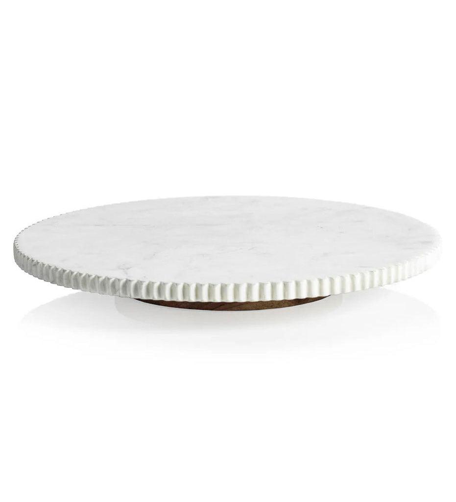 Allred Collaborative - Zodax - Ribbed Finish White Marble Lazy Susan - Ribbed Finish White Marble Lazy Susan - IN-7583