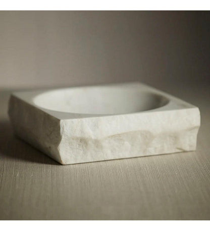 Allred Collaborative - Zodax - Rock Finish White Marble Square Bowl - Rock Finish White Marble Square Bowl - IN-7581