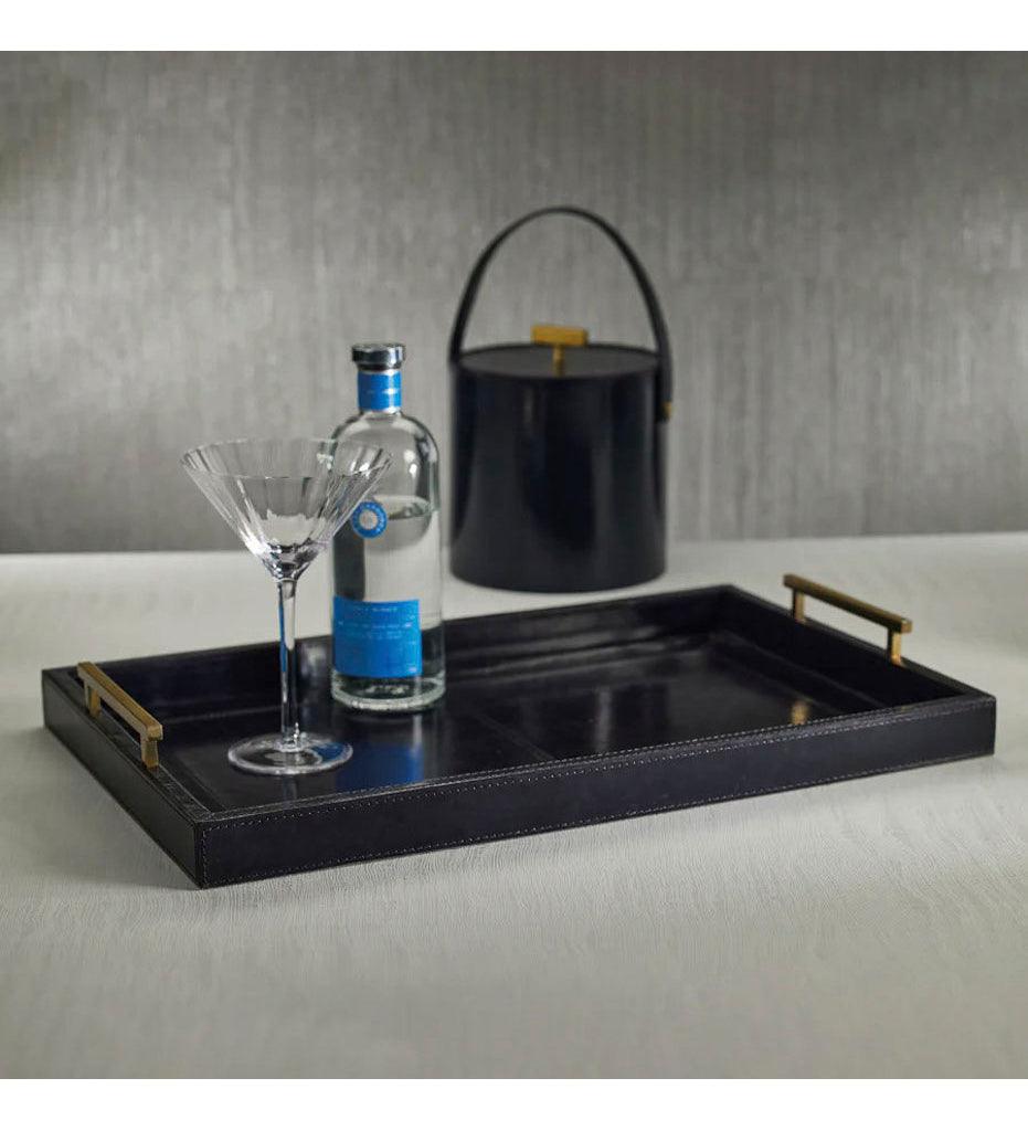 Allred Collaborative - Zodax - Savoy Blue Leather Bar Tray - Savoy Blue Leather Bar Tray - IN-7552