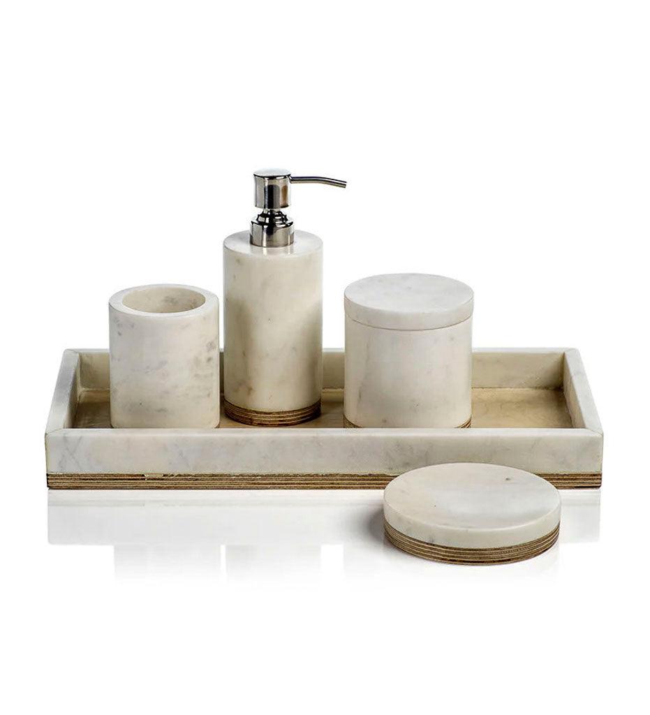 Allred Collaborative - Zodax - Singita Marble and Balsa Wood Bathroom Soap Dispenser - Singita Marble and Balsa Wood Bathroom Soap Dispenser - IN-6799