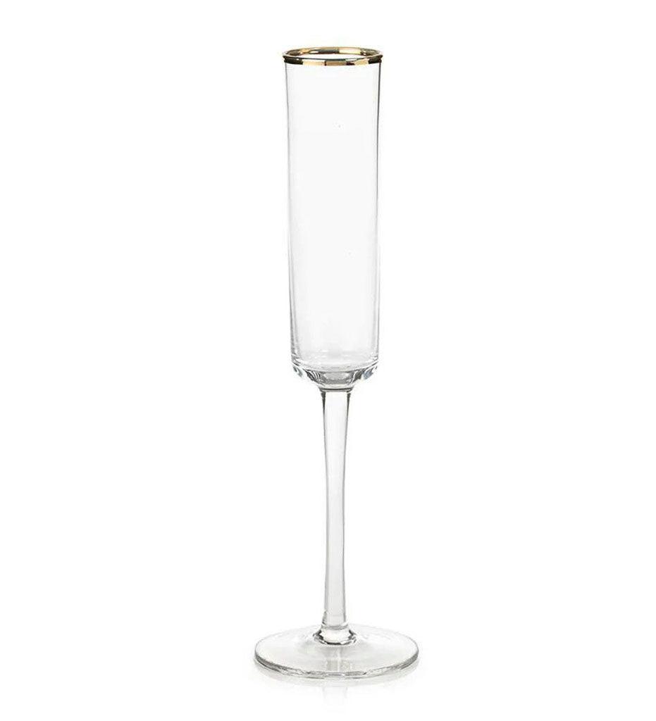 Allred Collaborative - Zodax - Tall Champagne Flute with Metallic Rim - Tall Champagne Flute with Metallic Rim - CH-3879