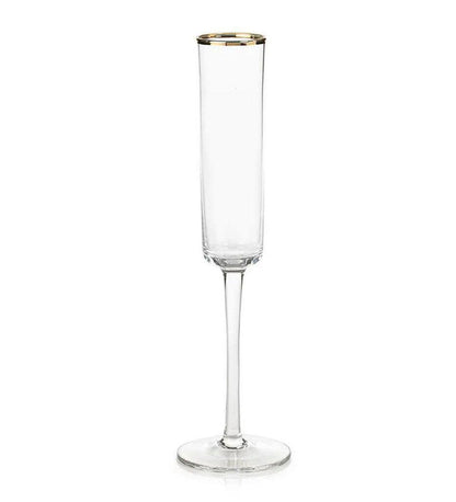 Allred Collaborative - Zodax - Tall Champagne Flute with Metallic Rim - Tall Champagne Flute with Metallic Rim - CH-3879