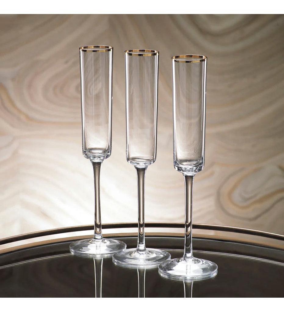 Allred Collaborative - Zodax - Tall Champagne Flute with Metallic Rim - Tall Champagne Flute with Metallic Rim - CH-3879