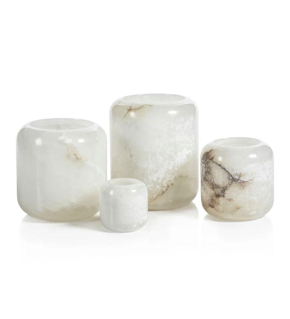 Allred Collaborative - Zodax - Teran Polished Alabaster Stone Candle Holder / Vase - Teran Polished Alabaster Stone Candle Holder / Vase - IN-7559