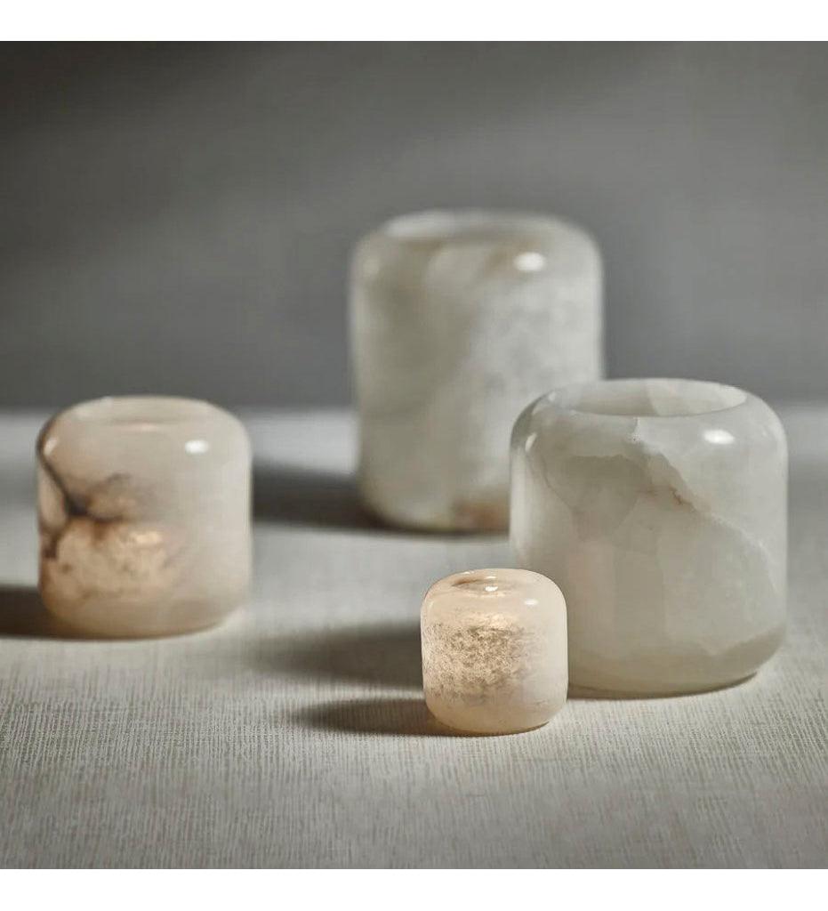 Allred Collaborative - Zodax - Teran Polished Alabaster Stone Candle Holder / Vase - Teran Polished Alabaster Stone Candle Holder / Vase - IN-7559