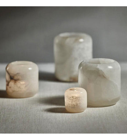 Allred Collaborative - Zodax - Teran Polished Alabaster Stone Candle Holder / Vase - Teran Polished Alabaster Stone Candle Holder / Vase - IN-7559