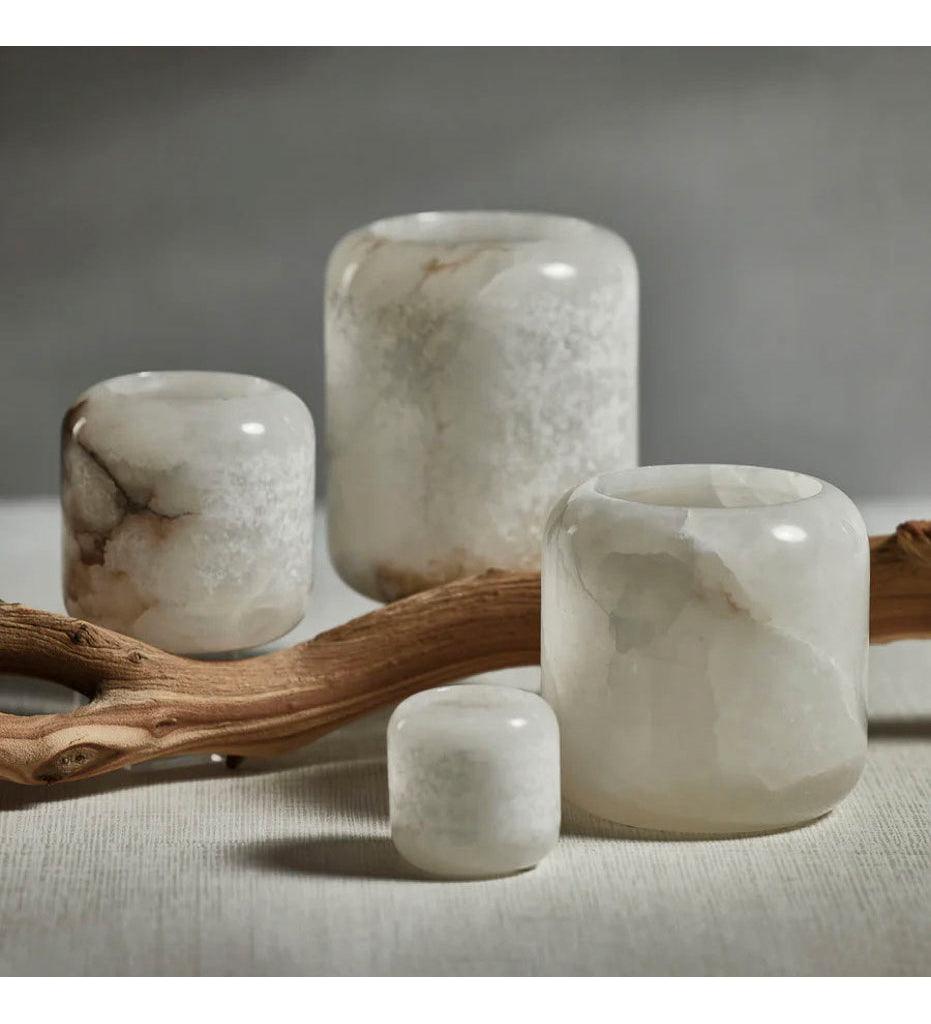 Allred Collaborative - Zodax - Teran Polished Alabaster Stone Candle Holder / Vase - Teran Polished Alabaster Stone Candle Holder / Vase - IN-7559