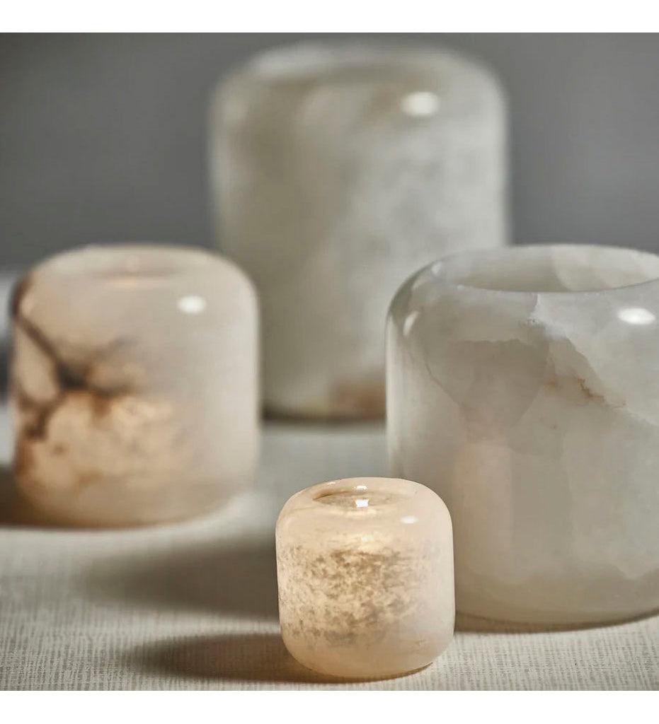 Allred Collaborative - Zodax - Teran Polished Alabaster Stone Candle Holder / Vase - Teran Polished Alabaster Stone Candle Holder / Vase - IN-7559