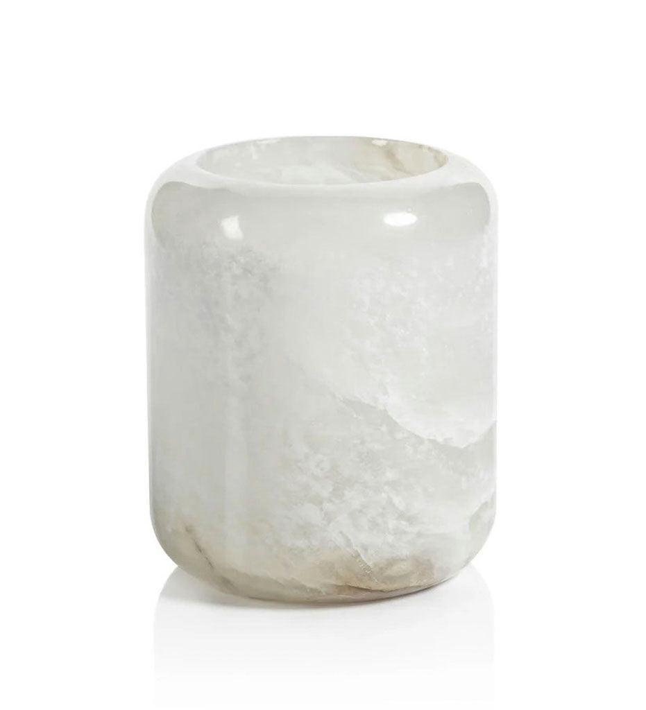 Allred Collaborative - Zodax - Teran Polished Alabaster Stone Candle Holder / Vase - Teran Polished Alabaster Stone Candle Holder / Vase - IN-7562