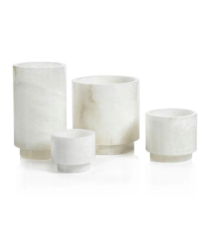 Allred Collaborative - Zodax - Yasmeen Polished Alabaster Stone Candle Holder / Vase / Ice Bucket - Yasmeen Polished Alabaster Stone Candle Holder / Vase / Ice Bucket - IN-7569