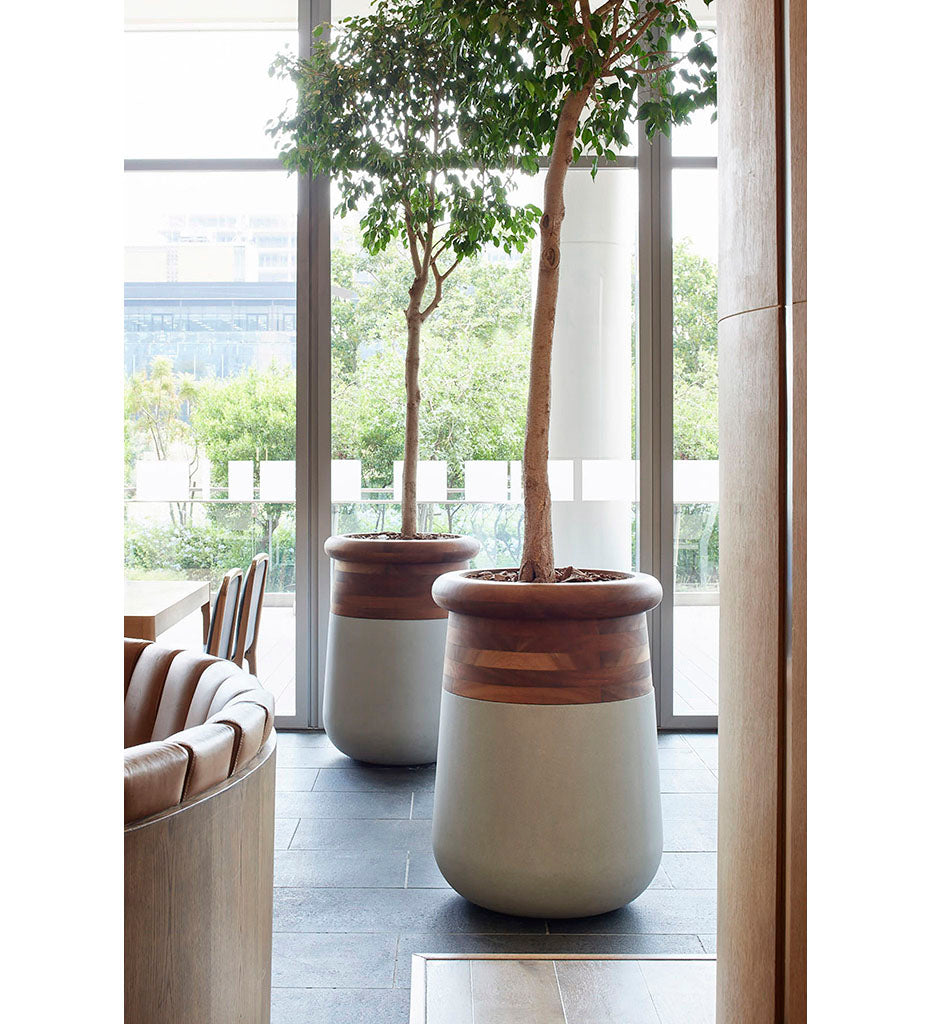 Terra X-Small Tall Planter with Natural Wood Base - Allred Collaborative