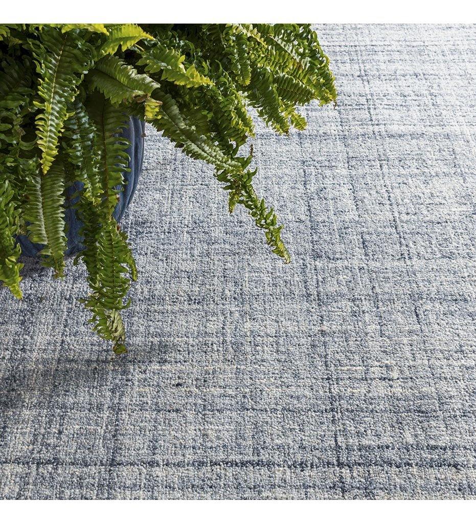 Honeycomb French Blue Ivory Wool Woven Rug