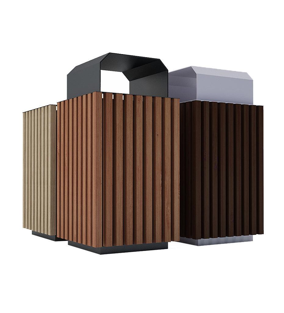 Allred Collaborative - CitySi - Elodie Litter Bin - ALU Wood - - Elodie Litter Bin - ALU Wood - - ELOC04-WENG