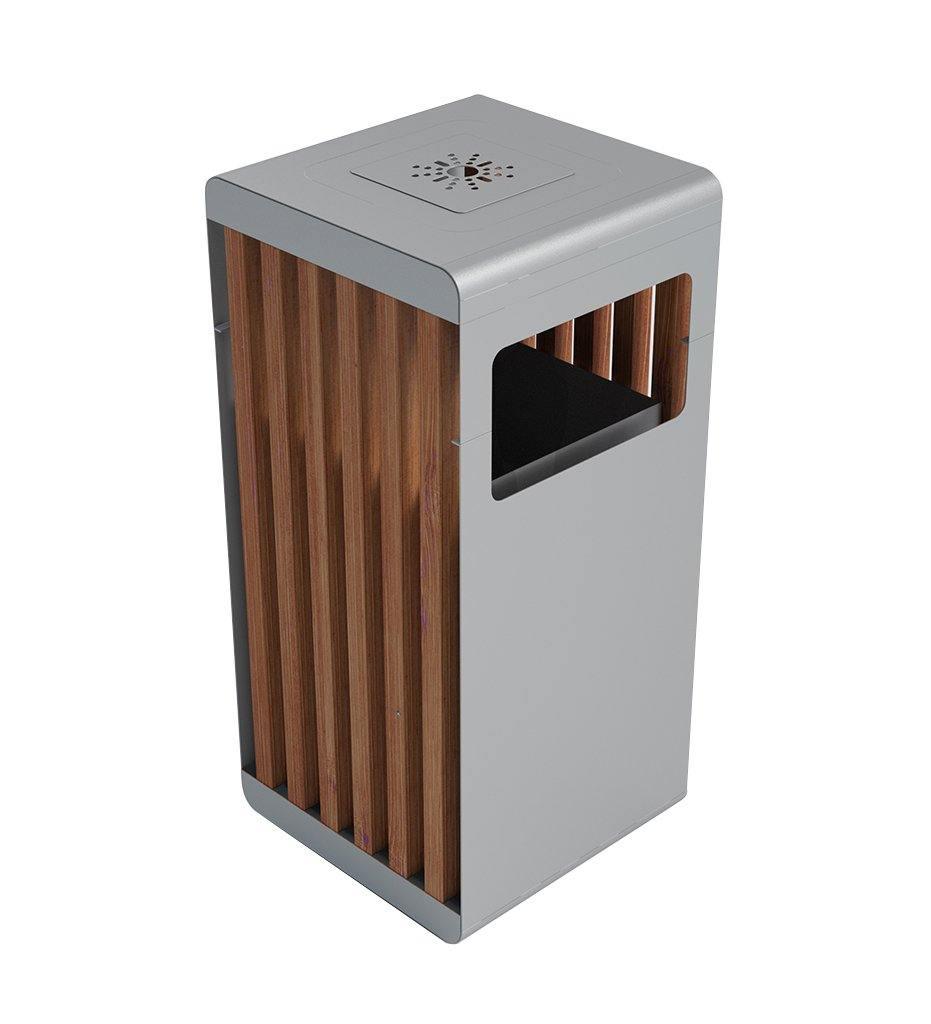 Allred Collaborative - CitySi - Strip ALU Wood Litter Bin - - Strip ALU Wood Litter Bin - - STP01-9010